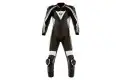 Tuta moto intera pelle Dainese Stripes Prof estiva nero-bianca