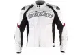 Giacca moto in pelle Dainese Racing bianco-bianco-rosso