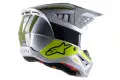 Casco cross Alpinestars S-M5 BOND Argento Giallo Fluo Verde militare Lucido