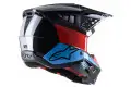 Casco cross Alpinestars S-M5 BOND Nero Rosso azzurro Lucido