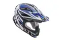 Casco cross KYT Strike Eagle Stripe in fibra bianco blu