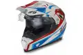 Casco integrale touring UFO Aries Enduro Adventure Bianco Rosso Blu