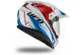 Casco integrale touring UFO Aries Enduro Adventure Bianco Rosso Blu