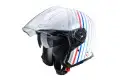 Casco jet CABERG FLYON BAKARI in fibra Bianco Argento BMW colors