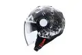 Casco jet Caberg Riviera V3 Floral nero opaco - bianco - oro