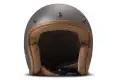 Casco Jet DMD Leather Vintage Pillow in carbonio Grigio Opaco Marrone