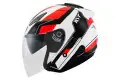 Casco jet Kyt by Suomy Hellcat Gx-S biacno rosso fluo