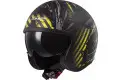 Casco jet LS2 OF599 SPITFIRE GARAGE Nero opaco Giallo