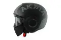 Casco jet Shark Raw con occhiali SOYOUZ Nero Argento opaco