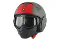 Casco jet Shark Raw con occhiali SOYOUZ Verde Rosso Nero