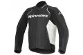 Giacca moto pelle Alpinestars Devon nero bianca