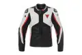 Giacca moto pelle Dainese D-Air Misano 1000 bianco nero rosso fluo