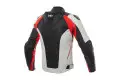 Giacca moto pelle Dainese D-Air Misano 1000 bianco nero rosso fluo