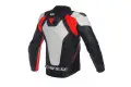 Giacca moto pelle Dainese Misano D-Air bianco nero rosso fluo