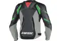 Giacca moto pelle Dainese Super Speed D1 nero antracite verde fluo