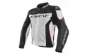 Giacca moto pelle racing Dainese RACING 3 traforata Bianco Nero Rosso