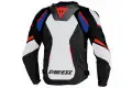 Giacca moto pelle traforata Dainese Super Speed D1 bianco nero rosso fluo