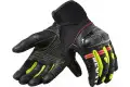 Guanti moto pelle estivi Rev'it Metric Nero Giallo Neon