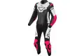 Tuta moto donna pelle divisibile Macna Tracktix Bianco Rosa Nero