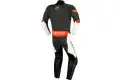 Tuta moto pelle intera Alpinestars CHALLENGER V2 1PC nero bianco rosso fluo