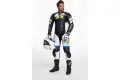 Tuta moto pelle intera Spyke ESTORIL RACE Nero Bianco Giallo Fluo Blu