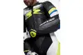 Tuta moto pelle intera Spyke ESTORIL RACE Nero Bianco Giallo Fluo Blu