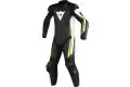 Tuta moto pelle traforata intera Dainese Assen nero bianco giallo fluo