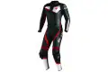 Tuta pelle donna div Dainese Veloster Lady nero bianco rosso