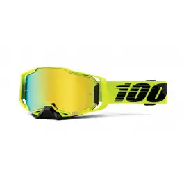 Occhiali cross 100 Armega Nuclear Citrus lente a specchio oro
