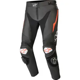 Pantaloni moto pelle Alpinestars TRACK V2 Nero Bianco Rosso