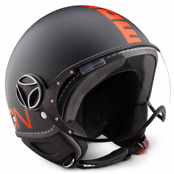 Casco jet Momo Design Fighter Fluo nero opaco arancio fluo