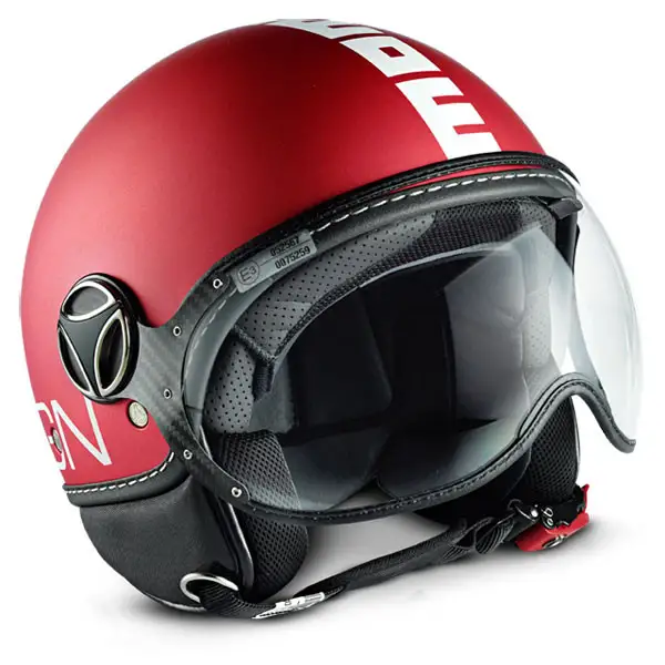 Casco jet Momo Design Fighter Classic Rosso Frost Bianco