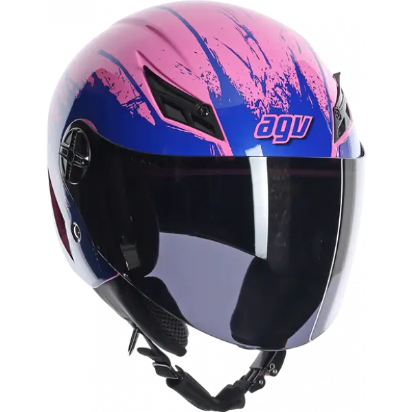 Casco jet Agv Blade Multi Too Fast Rosa Blu