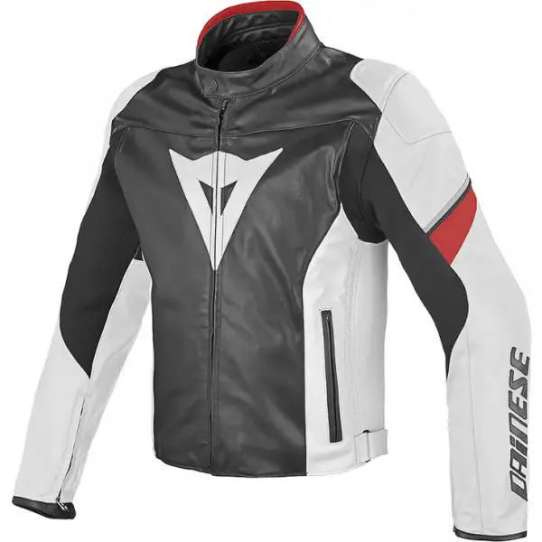 Giacca moto pelle Dainese Airfast Nero Bianco Rosso