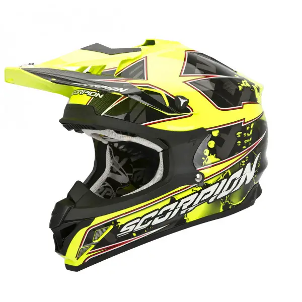 Casco cross Scorpion VX 15 Evo Air Magma nero giallo lucido