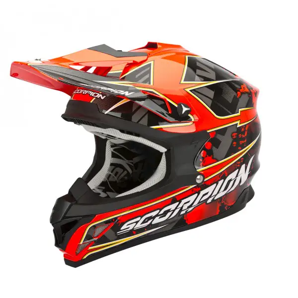 Casco cross Scorpion VX 15 Evo Air Magma nero rosso lucido