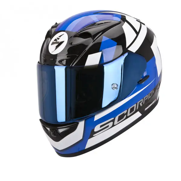 Casco integrale Scorpion Exo 710 Air Square bianco blu lucido