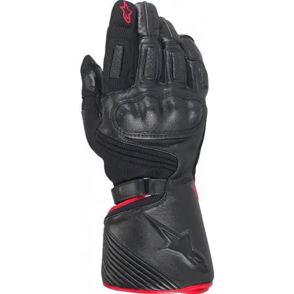 Guanti moto Alpinestars Apex Drystar tessuto-pelle nero-rossi