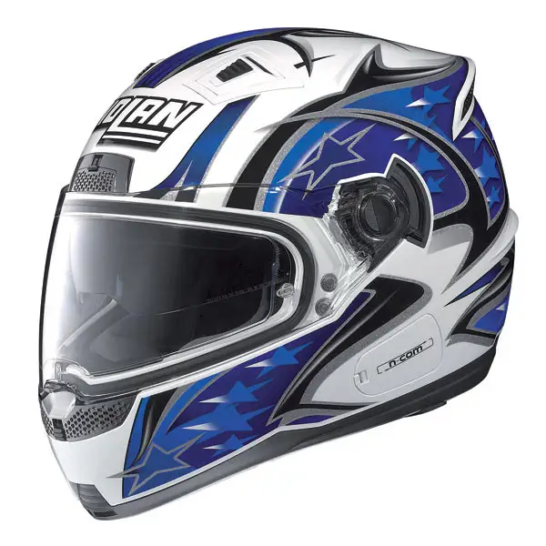 Casco moto Nolan N85 Fight N-com bianco-blu