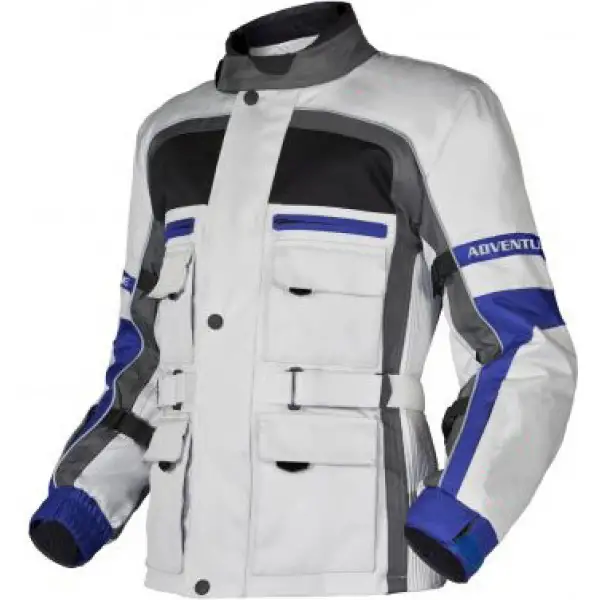 Giacca moto Adventure a tre strati grigio-antracite-blu