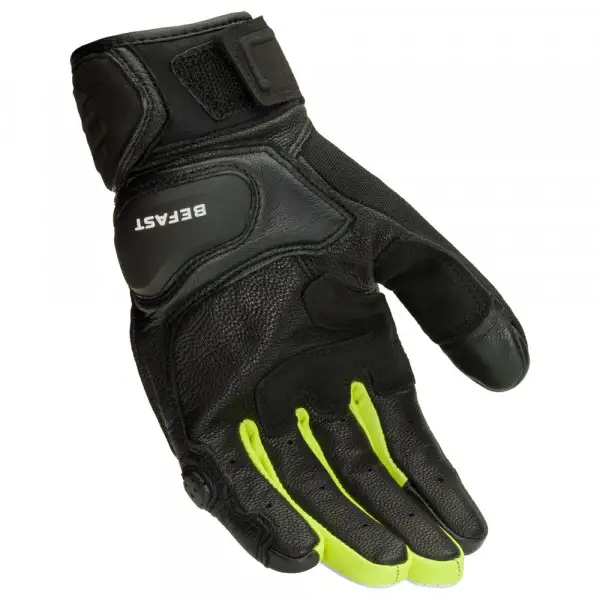 Guanti moto pelle Befast SUPPORTER CE Certificati Nero Bianco Giallo Fluo