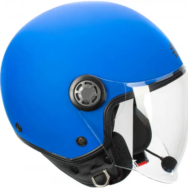 Casco jet Befast Rapid Connect Blu Opaco con interfono integrato