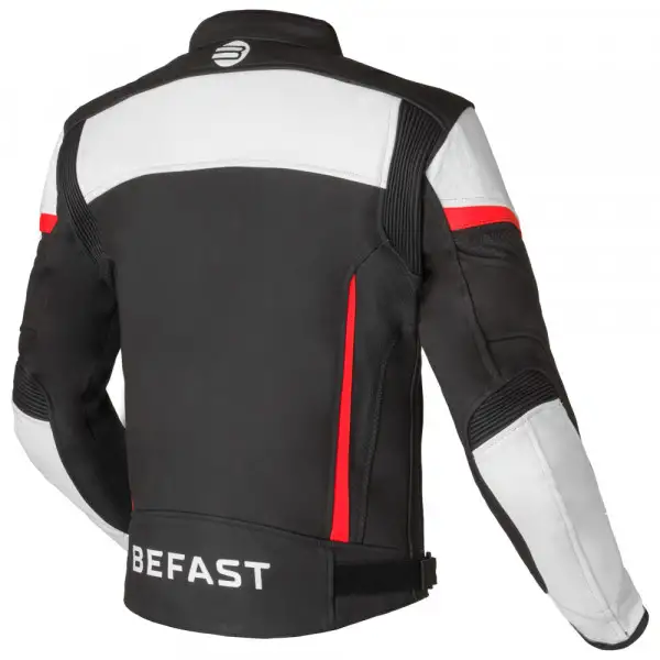 Giacca moto pelle racing Befast PORTIMAO CE Nero Bianco Rosso