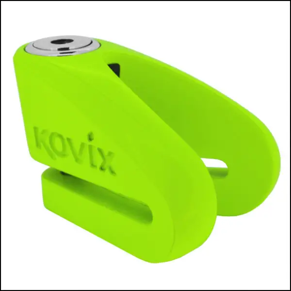 Bloccadisco Kovix KVZ1 in lega di zinco perno 6 mm verde fluo