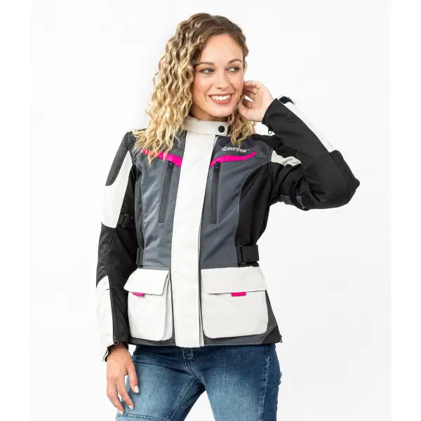 Giacca moto donna Befast BABYLON Lady CE certificata Nero Grigio chiaro