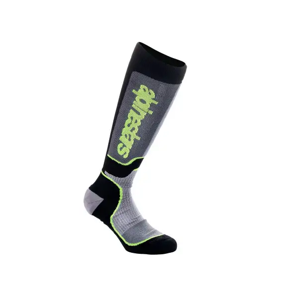 Calze tecniche bambino Alpinestars YOUTH MX PLUS SOCKS Nero Grigio Giallo fluo
