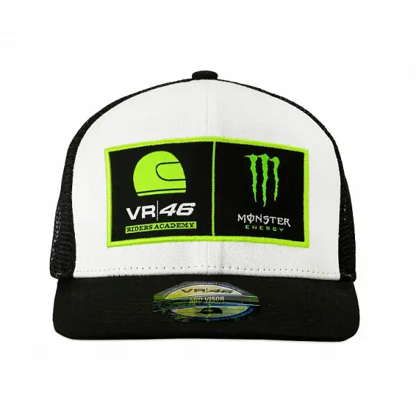 Cappellino VR46 Trucker Mid Visor Dual Riders ACADEMY Monster Bianco