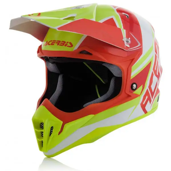 Casco cross Acerbis Impact 3.0 in fibra Bianco Giallo Rosso