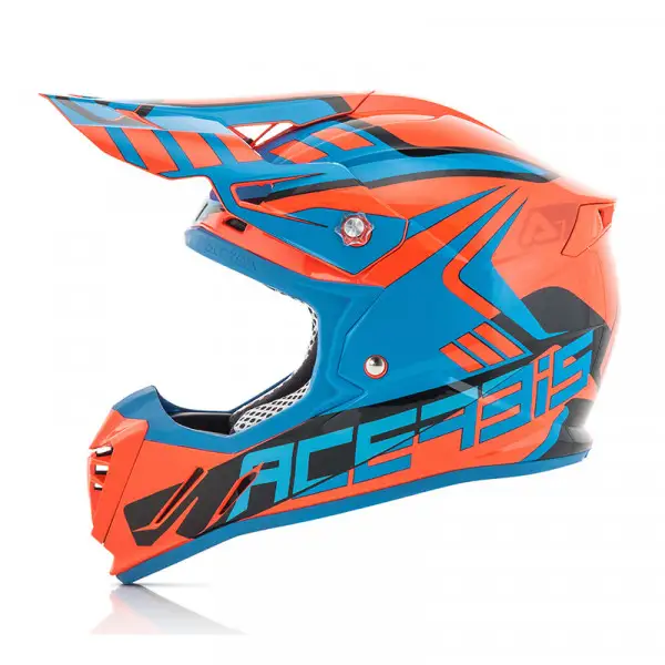 Casco cross Acerbis Skinviper Profile 3.0 Lucido Arancio Fluo blu