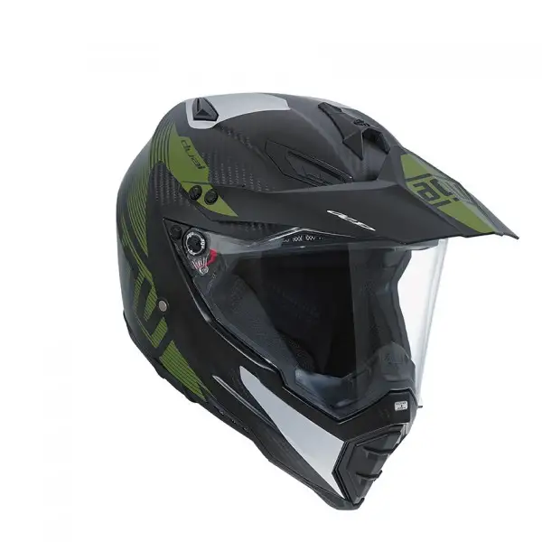 Casco cross Agv AX-8 Dual Carbon Multi Namib carbon silver verde